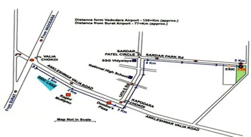 FDDI Ankleshwar Map Route